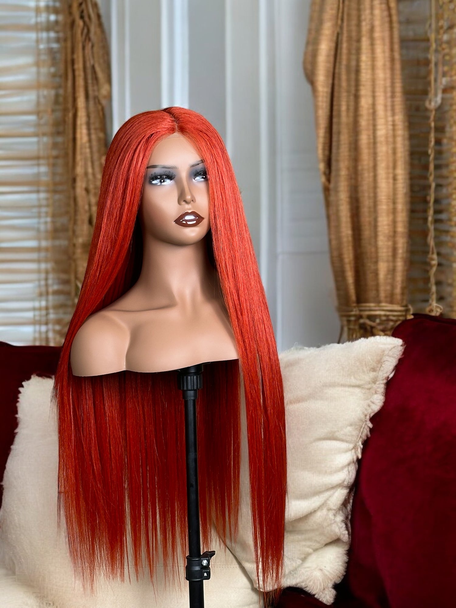 Glueless Wig Lace Closure Red Straight